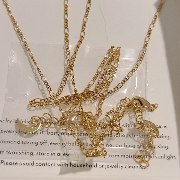 2 NECKLACES INSPIRED BY LUNA NORTE BLACK ONYX MOON & STAR14K GOLD PLATED - Picture 9 of 10